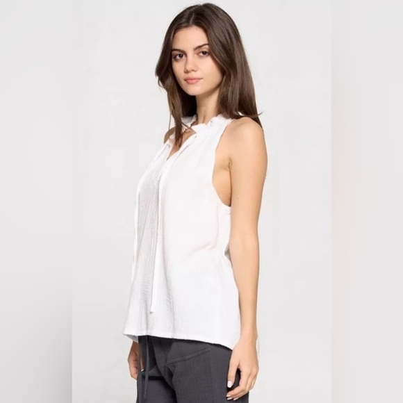 Joie Cotton Gauze Ruffle Collar White Sleeveless
Top Small - Picture 3 of 10